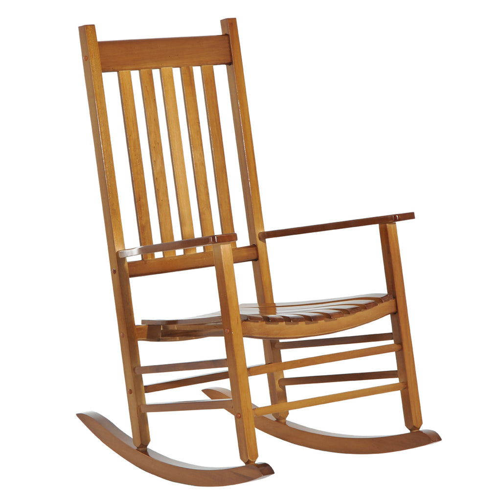 Schaukelstuhl aus Holz mit Armlehne Schwingsessel Relaxstuhl Gartenstuhl Natur 69 x 86 x 115 cm