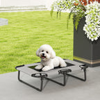 Portable Raised Dog Bed, Elevated Pet Cot with Breathable Mesh for Indoor Outdoor, for Small Medium Dogs, Light Grey