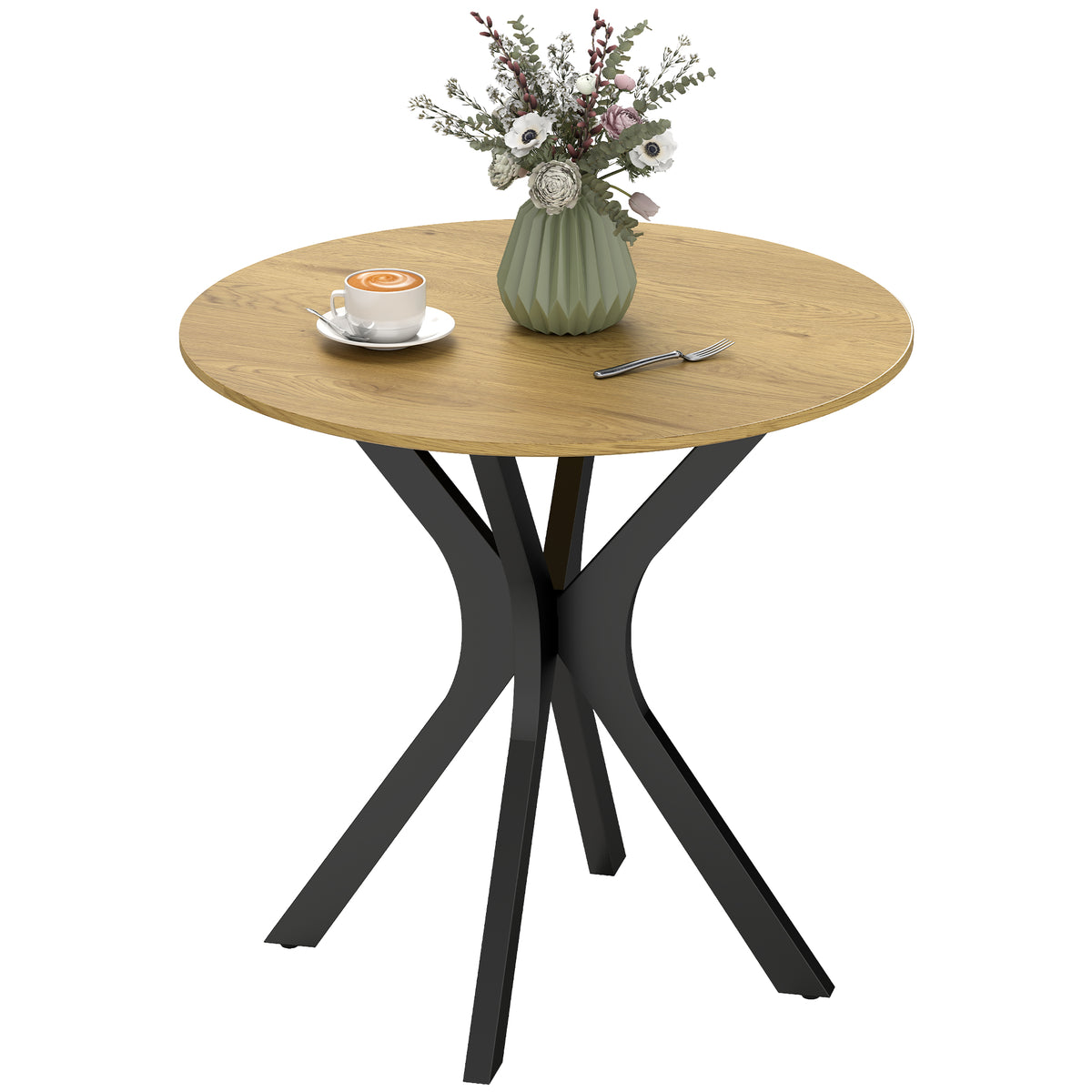 Esstisch Küchentisch Runder Tisch, Modernes Design, 78 cm x 78 cm x 75 cm, Naturholz
