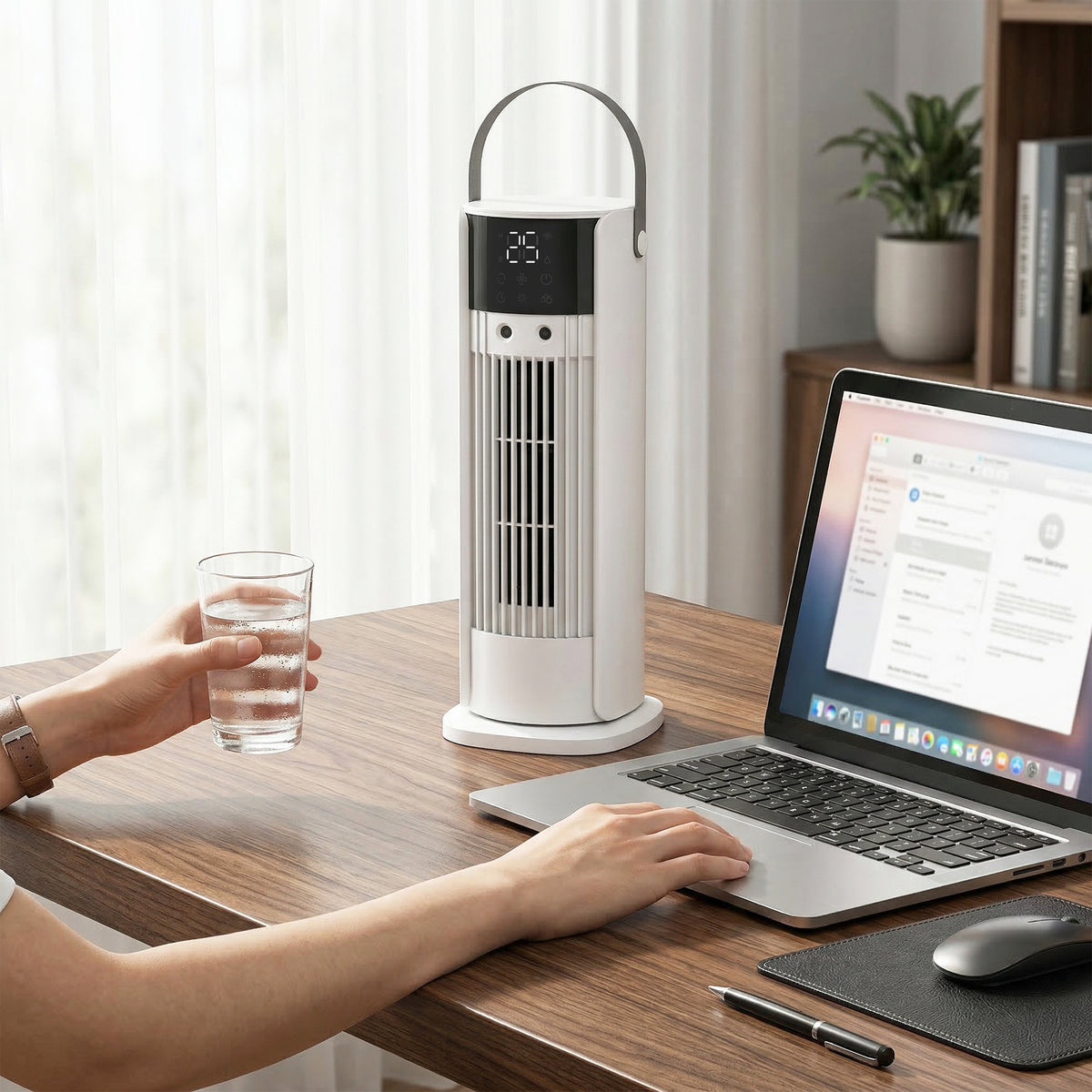 Turmventilator für das Schlafzimmer, 40 cm Tischventilator mit Nebelfunktion, 3 Geschwindigkeiten, 90° Oszillation Timer