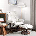 Relaxsessel mit Massagefunktion und Fu?hocker, Liegesessel, Kunstleder, 79 x 82 x 101 cm, Cremewei?