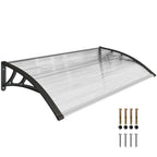 Vordach für Haustür/Fenster, wetterfest, transparent, Aluminium-Verbindungstangen/Polycarbonat, 110 x 60 x 18 cm