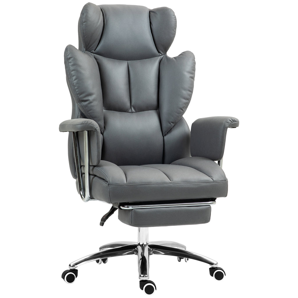 Ergonomischer B¨¹rostuhl, gepolstert, mit Fu?st¨¹tze, verstellbarer Lehne, 360¡ã drehbar, Dunkelgrau