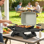 Tischgrill Elektrisch 2300W 23x71 cm tragbar Elektrogrill mit Antihaftbeschichtete Grillrosten Fettauffangschale
