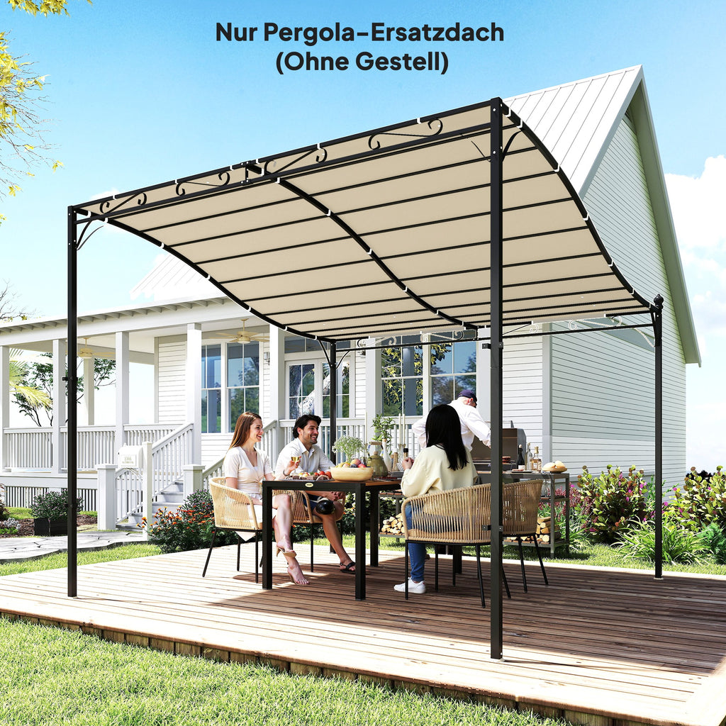 Ersatzdach für Pergola Sonnensegel für Terrassenüberdachung Ersatz-Dachplane für 3 x 3 m Pavillon 298x293 cm Cremeweiß
