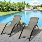 Three-Piece Curved Sun Lounger Set - Grey
