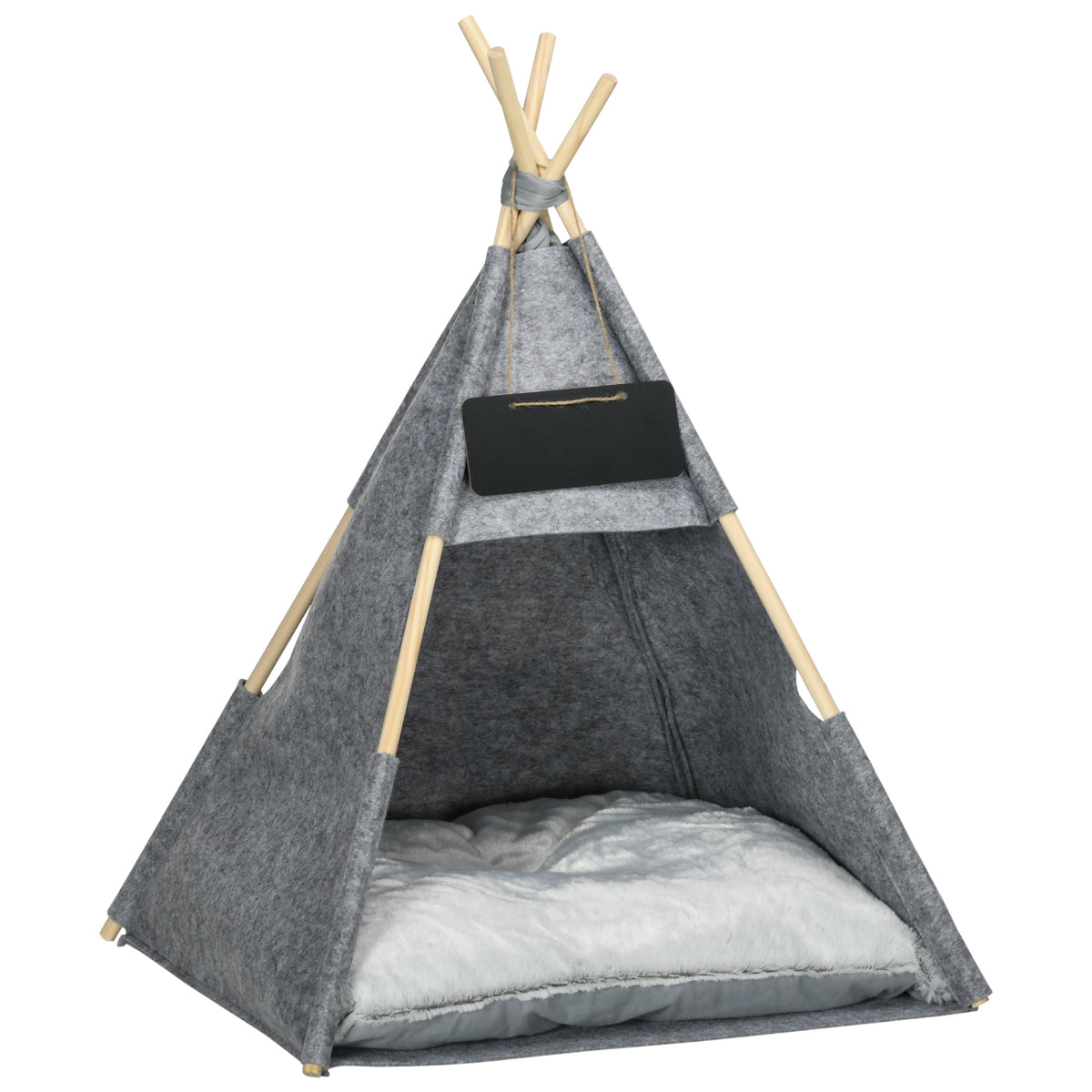  Haustierzelt Katzenhaus Hundezelt Katzenbett Katzenzelt mit weichem Kissen Plüsch Filz maschinenwaschbar Grau 58 x 58 x 80 cm