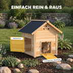 Wooden Duck House with Double Doors, Openable Roof, Ventilation Holes, Removable Base, Natural Wood Finish