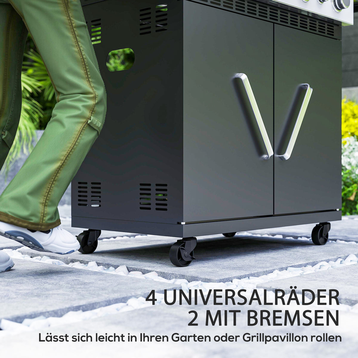 Gasgrill 12 KW Grillwagen inkl 5 Brenner Seitenkocher Rolle Deckel Thermometer Seitenablagen 135 x 54 x 110 cm