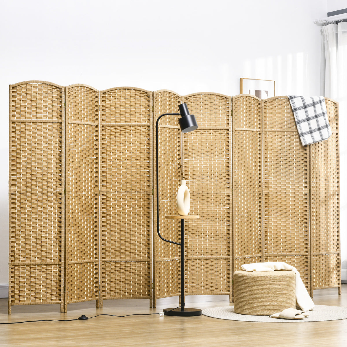8-teiliger Raumtrenner, Faltbarer Sichtschutz, Sichtschutzwand f¨¹r Wohnzimmer, Schlafzimmer, Homeoffice, Natur