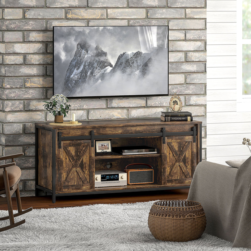 TV Lowboard, Industrial Design, f¨¹r 60'' TVs, 6 F?cher, 2 Schiebet¨¹ren, Braun/Schwarz