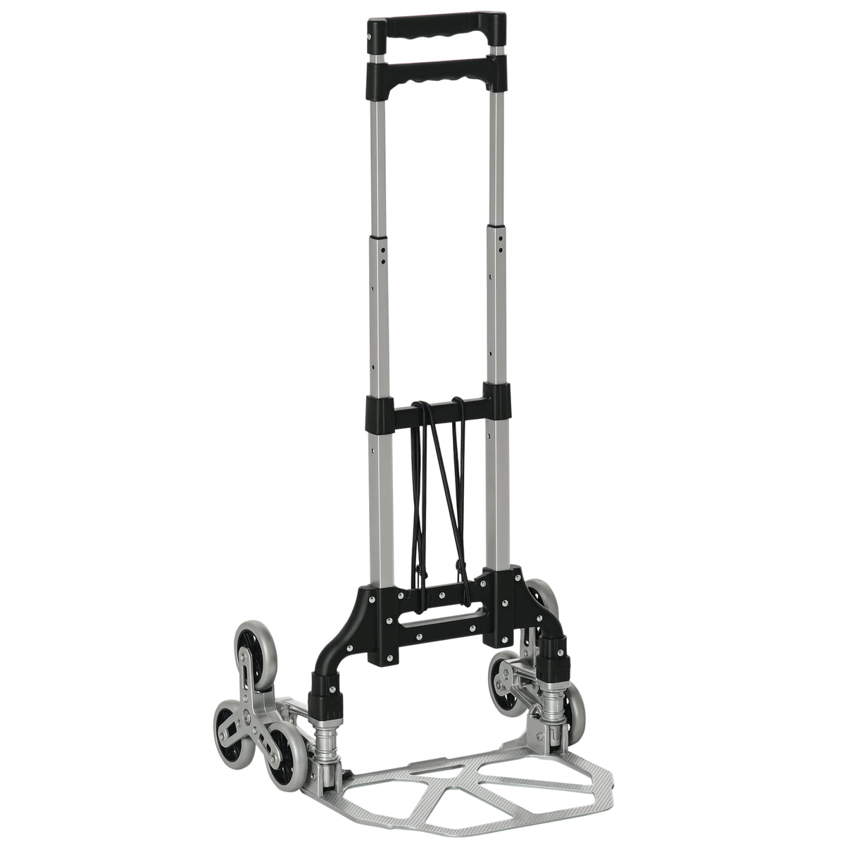 Klappbarer Treppensteiger mit 6 Rädern, inkl. Befestigungsgurt, automatische Klappfunktion, Silber + Schwarz