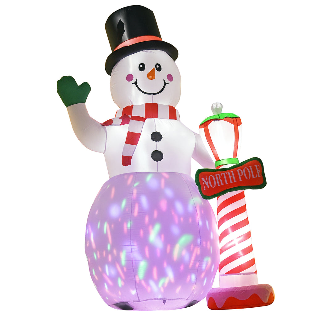 Weihnachtsdeko, aufblasbarer Schneemann, 2,4 m, LED-Beleuchtung, Gebläse, Weiß