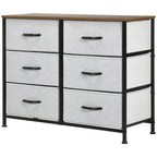 Fabric Chest of Drawers, Industrial Bedroom Dresser with 6 Fabric Drawers, Steel Frame and Wooden Top for Nursery, Living Room, Hallway, Grey