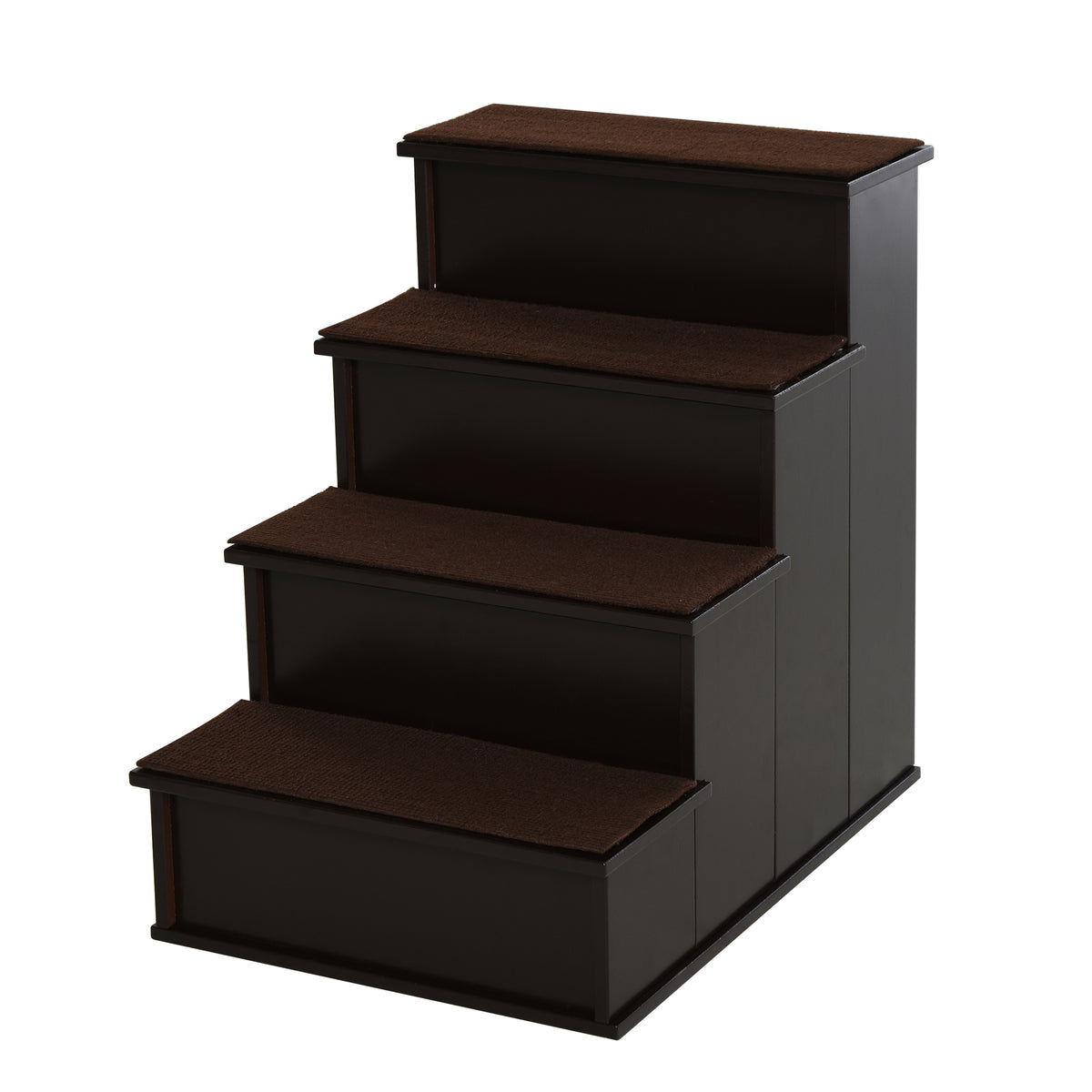 Haustiertreppe, für Hunde/Katzen, 4-stufig, Kurzplüsch, bis 30 kg, 40 x 59 x 54,2 cm, Dunkelbraun