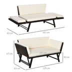 Polyrattan Gartensofa 2 Sitzer Gartenm?bel Loungesofa Gartenbank Gartenliege klappbar Armlehnen Stahl Braun 129 x 63 x 67 cm