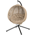 Hängesessel Gartensessel Korbsessel, Boho-Stil, 116 x 125 x 176 cm, Sand + Schwarz
