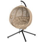 Hängesessel Gartensessel Korbsessel, Boho-Stil, 116 x 125 x 176 cm, Sand + Schwarz