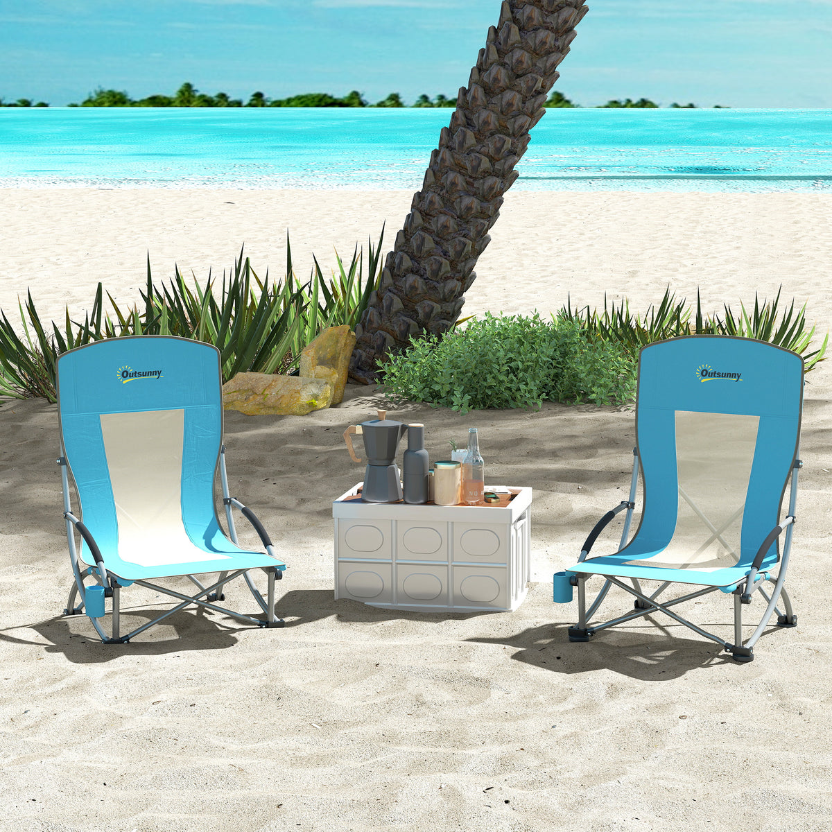 2er Set Campingst¨¹hle klappbar Campingstuhl mit Getr?nkehalter Netzr¨¹ckenlehne bis 120 kg Blau