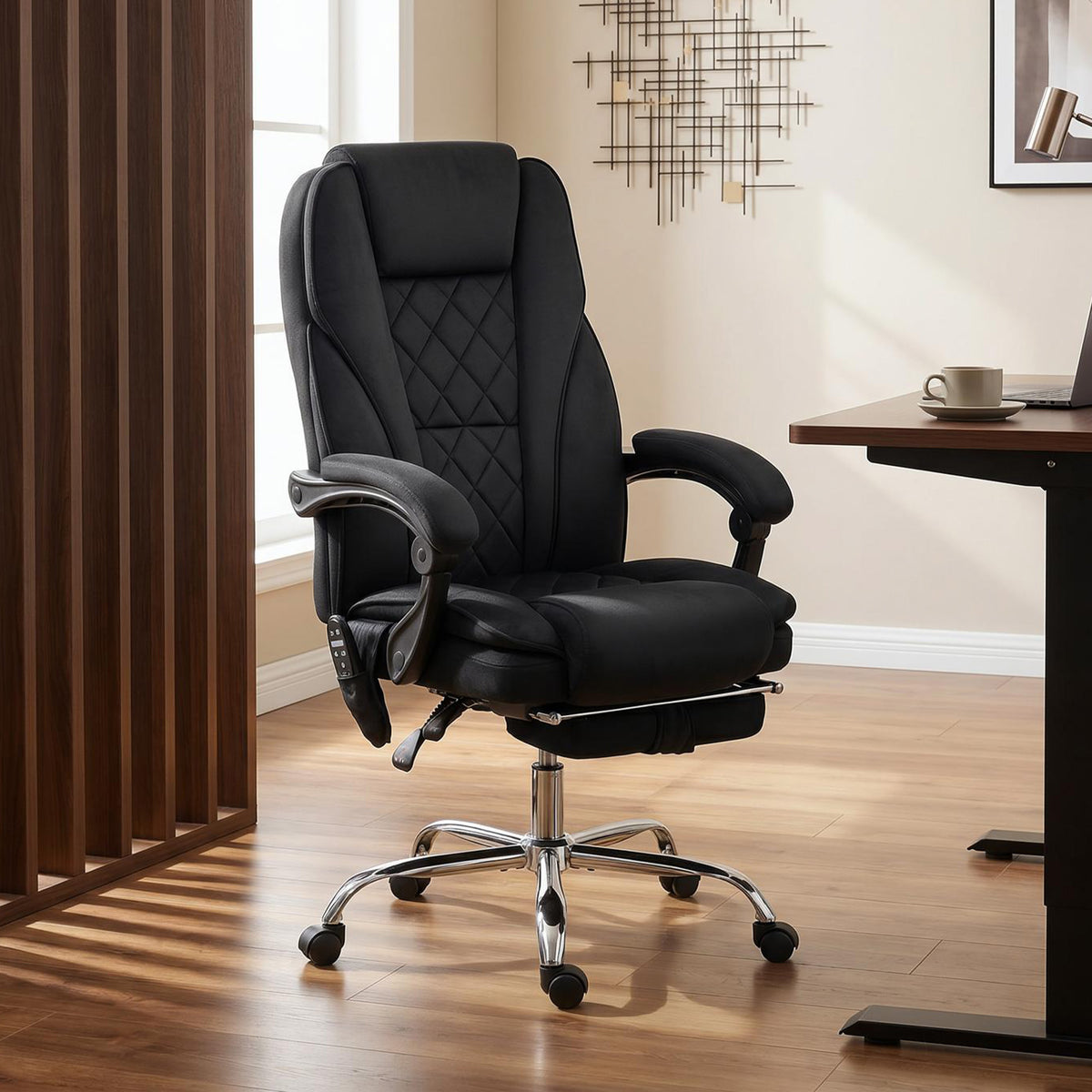 Bürostuhl Ergonomisch mit Vibrationsmassage und Wärme, Schwarz