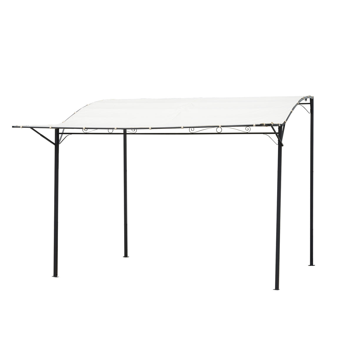 Pavillon mit klappbarer Dacherweiterung wetterfest 3 x 2,5 m Cremeweiß