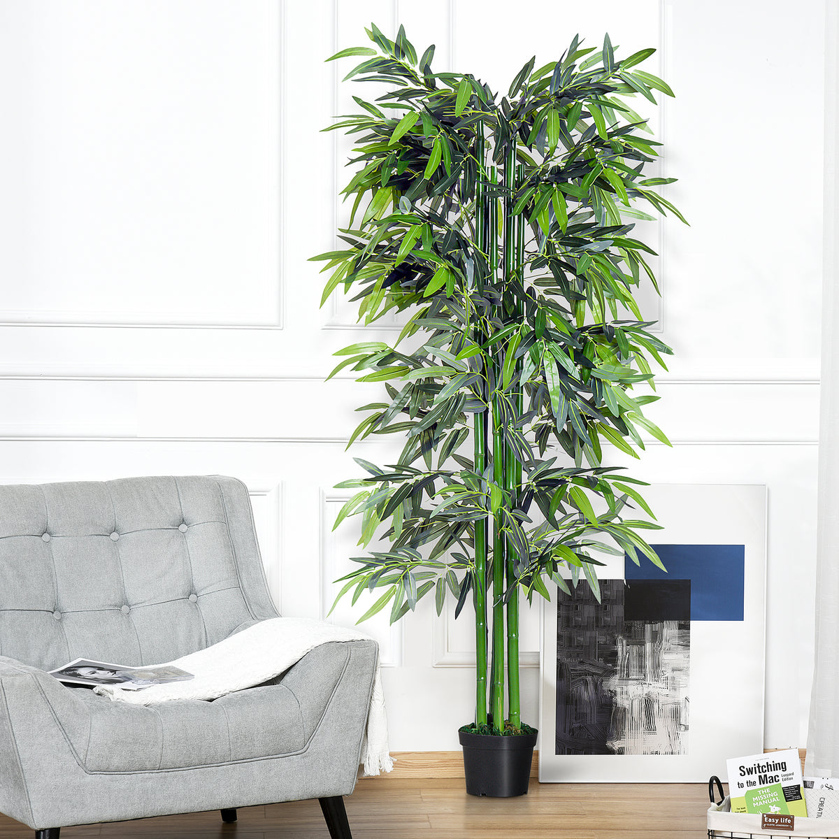 6ft Artificial Bamboo Tree Plant Greenery in A Pot for Home Office Planter 1.8M