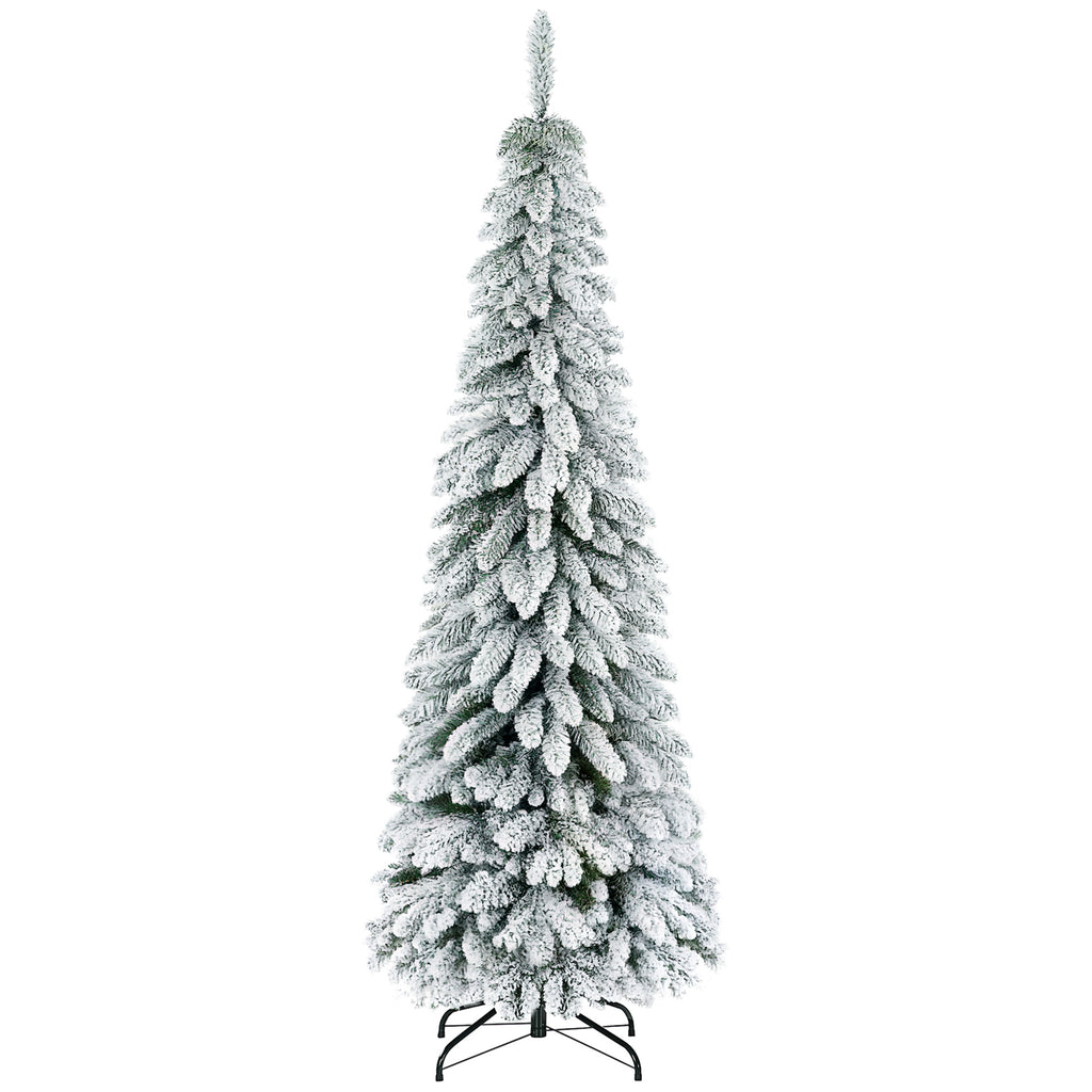 Künstlicher Weihnachtsbaum, 1,80 m, mit 523 Zweigen, Kunstschnee, lebensechtes Aussehen, schlanke Form