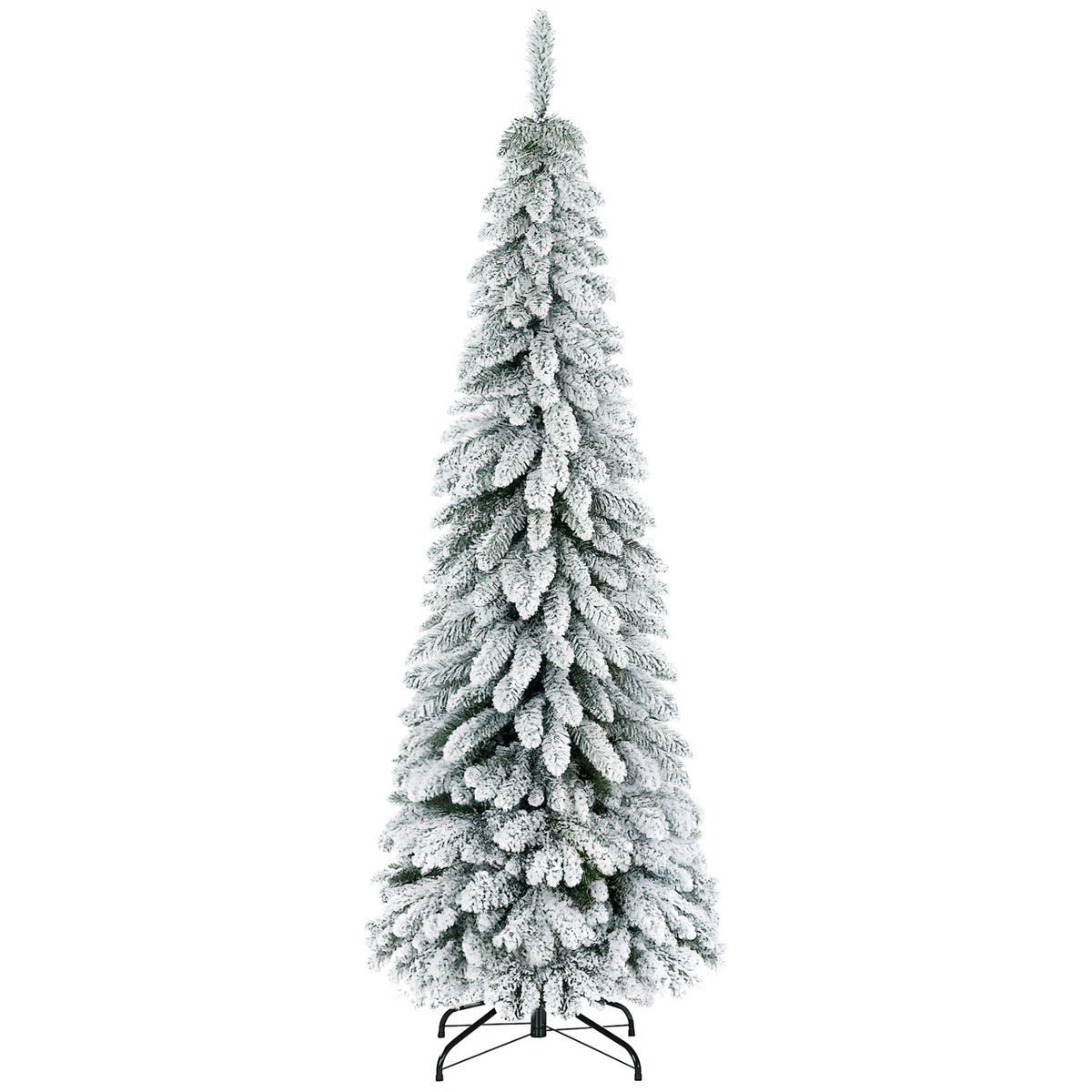 Künstlicher Weihnachtsbaum, 1,80 m, mit 523 Zweigen, Kunstschnee, lebensechtes Aussehen, schlanke Form