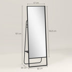 Ganzk?rperspiegel, industrielles Design, hinteres Regal, 2 Haken, Metallrahmen, f¨¹r Schlafzimmer, 157 x 50 cm, Schwarz
