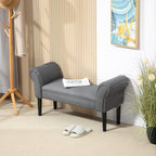 Sitzbank, Bettbank, robuste Bauweise, weiche Polsterung, 102x36x51 cm, Grau