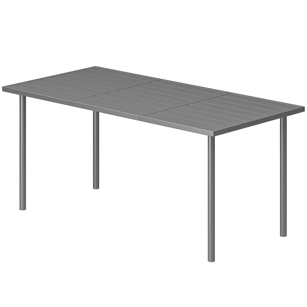 Garden Dining Table for 6 Person, 165 x 80 cm Rectangular Outdoor Dining Table with Slatted Top