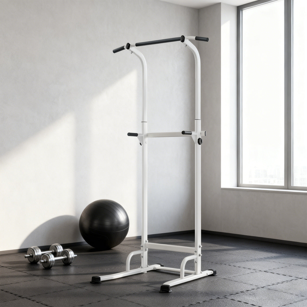 Power Tower höhenverstellbar 176,5-227 cm Dip-Station multifunktional mit Stahlrahmen 120 kg Belastbarkeit