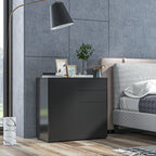 Aufbewahrungsschrank mit 2 Schubladen, 2 T¨¹ren, mit Kippschutz, f¨¹r Wohnzimmer, Schlafzimmer, 79 x 36 x 74 cm, Schwarz