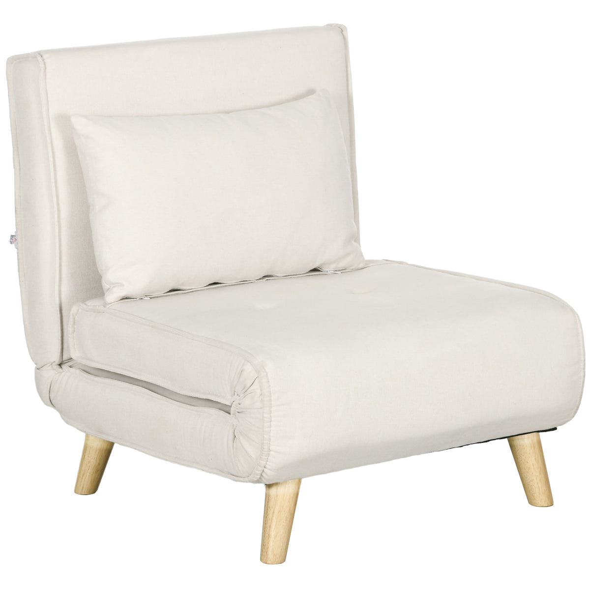Schlafsessel, 6-stufig verstellbare Lehne, Leinenoptik, bis 120 kg, Creme