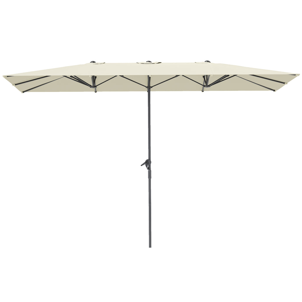 Doppelseitiger Schirm, 451 x 264 cm Sonnenschirm mit Kurbelsystem, 12 Metallstreben, Aluminiummast, Cremewei?