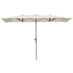 Doppelseitiger Schirm, 451 x 264 cm Sonnenschirm mit Kurbelsystem, 12 Metallstreben, Aluminiummast, Cremewei?