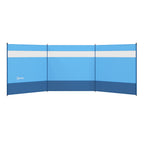 Camping Windbreaker with Clear Windows, Carry Bag and Steel Poles, for Beach Caravan Campervan, 440 x 140cm, Blue