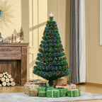 Künstlicher Weihnachtsbaum 150 cm mit Glasfaser künstlich Tannenbaum mit LED Beleuchtung, 180 Spitzen Christbaum Weihnachtsdeko inkl. Metallständer für drinnen