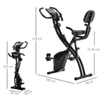 2-in-1 Folding Exercise Bike with 8-Level Magnetic Resistance, Arm Resistance Band, Pulse Sensor, Black