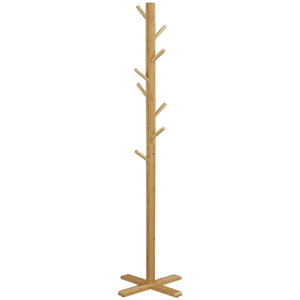 Garderobe Kleiderst?nder Hutst?nder, 8 Haken, 49,5 cm x 49,5 cm x 178 cm, Natur