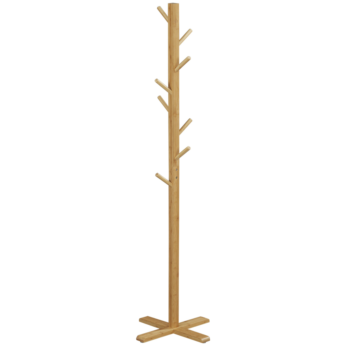 Garderobe Kleiderst?nder Hutst?nder, 8 Haken, 49,5 cm x 49,5 cm x 178 cm, Natur