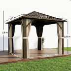 Gartenpavillon ca. 3 x 3 m Aluminium Pavillon mit Stahldach Hardtop Moskitonetz 4 Seitenteile, UPF50+