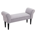 Sitzbank Polsterbank mit Segelstoff, Armlehne Flurbank mit Holzrahmen, Schuhbank für Schlafzimmer, Wohnzimmer, Flur 102 x 36 x 51 cm Grauweiß
