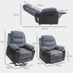 Aufstehsessel mit weichem Cordbezug, Recliner-Sessel mit Fernbedienung und Seitentaschen, Dunkelgrau