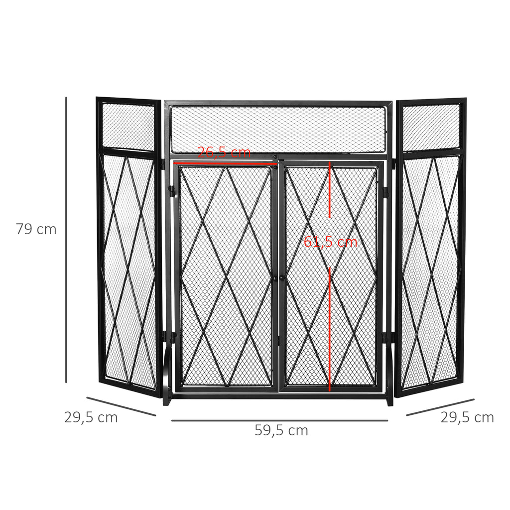 Funkenschutzgitter Funkenschutz, klappbar, 3-teilig, 120 cm xx 79 cm, Schwarz