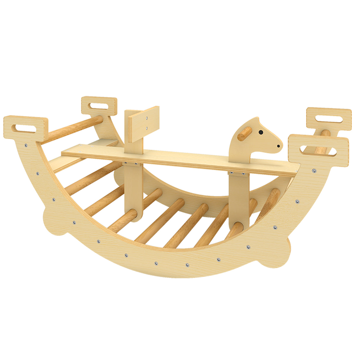 Montessori Kletterger¨¹st Indoor, 2 in 1 Kletterbogen aus Holz, f¨¹r Kinder 2-4 Jahre, 110x52x45 cm, Naturholz