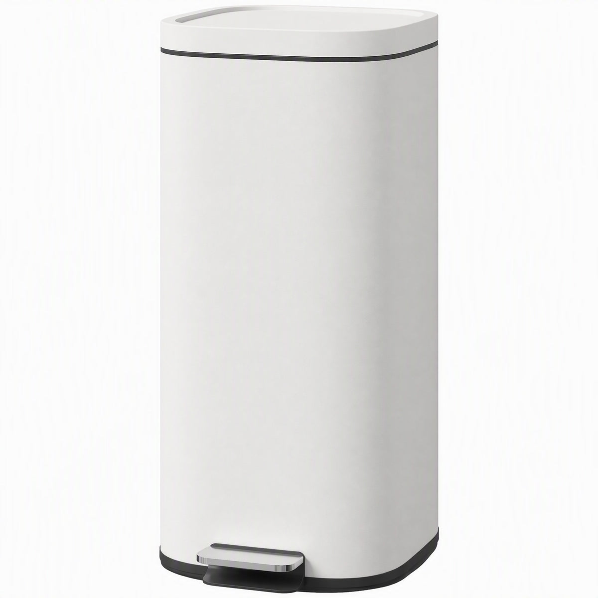 30L Kitchen Bin, Compact Pedal Bin with Soft-Close and Stay-Open Lid, Removable Bucket for Kitchen, Home, Office, Cream
