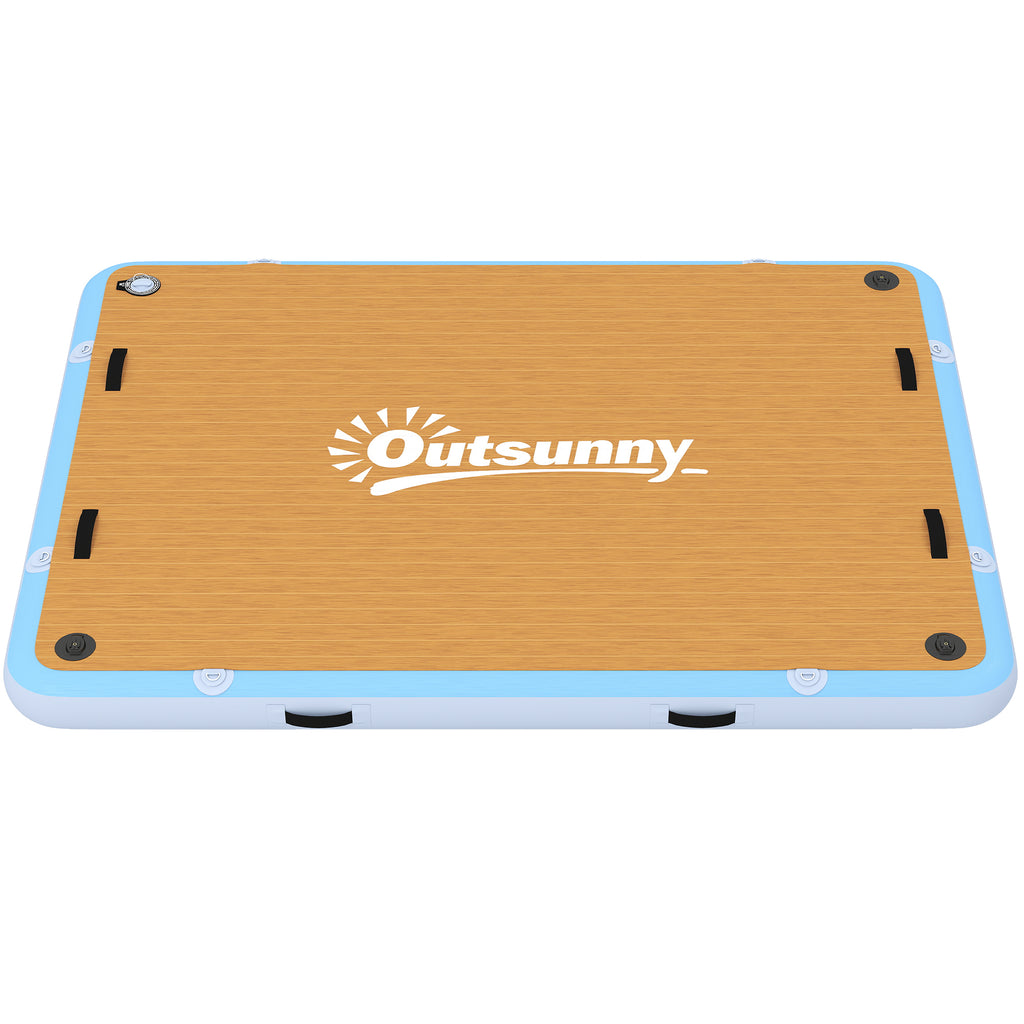 Aufblasbares Dock Schwimmdock 2,4x1,8m Aufblasbar Schwimmende Plattform 4-6 Personen mit Rutschfest Oberfläche Leiter