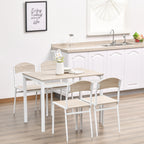 Essgruppe 5-teilig Esstisch Set mit Holzmaserung MDF und Metall in Grau und Weiß, 1 Tisch und 4 Stühle für modernes Esszimmer