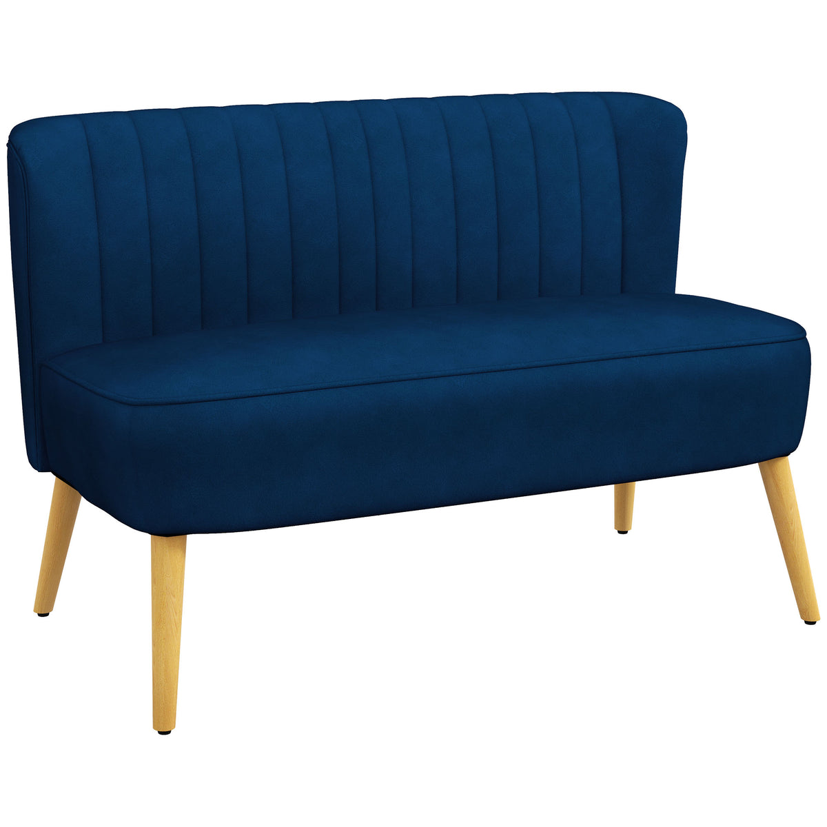 Sofa Retrodesign 2-Sitzer-Sofa, Holzbeine, 117 cm x 56,5 cm x 77 cm, Blau